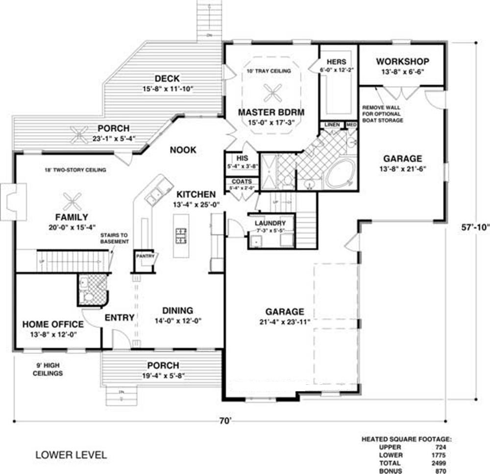 Floor Plan First Story of Traditional Plan #109-1030
